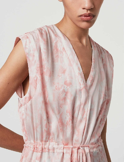 Shop Allsaints Tate Masala Snake-print Crepe Maxi Dress In Soft Pink
