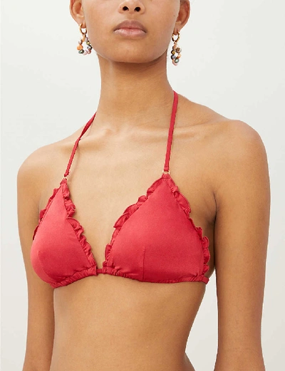Shop Lazul Nubia Triangle Bikini Top In Cherry