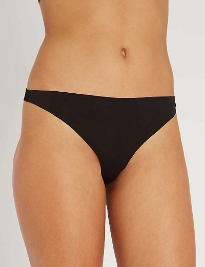Shop Stella Mccartney Stella Smooth And Lace Stretch-jersey And Lace Thong In Black