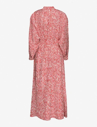 Shop Asceno Porto Geometric-print Silk Maxi Dress In Mosaic+red