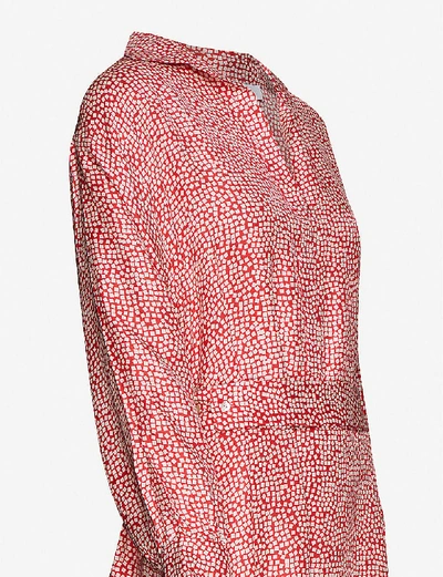 Shop Asceno Porto Geometric-print Silk Maxi Dress In Mosaic+red