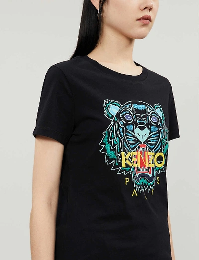 Shop Kenzo Tiger-print Cotton-jersey T-shirt In Medium+red