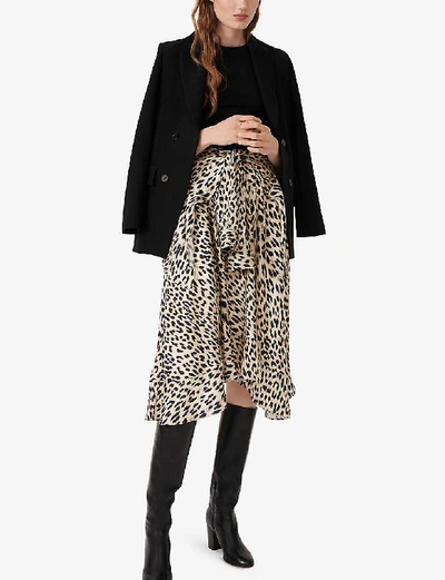 Shop Maje Raprile Leopard Print Skirt Midi Dress