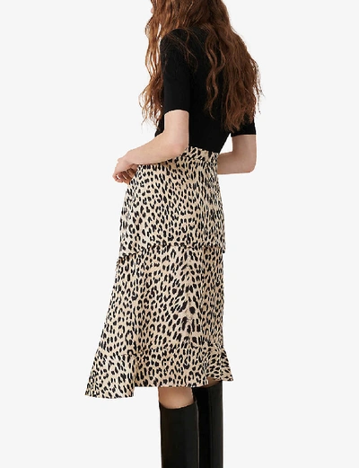 Shop Maje Raprile Leopard Print Skirt Midi Dress