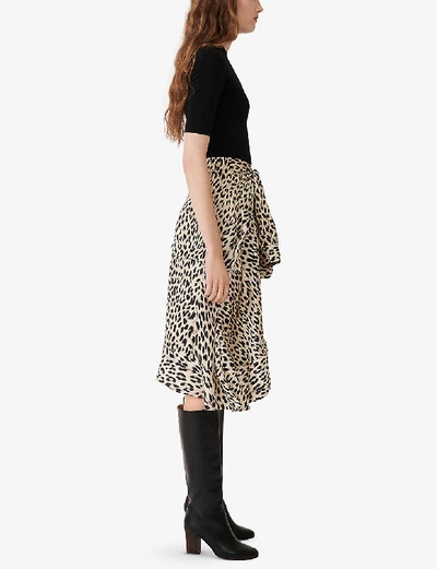Shop Maje Raprile Leopard Print Skirt Midi Dress