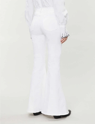 Shop Frame Le High Super Flare High-rise Jeans In Blanc