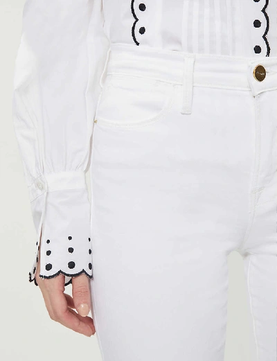 Shop Frame Le High Super Flare High-rise Jeans In Blanc