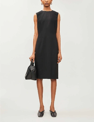 Shop Theory Eano Knee-length Stretch-wool Dress In Black