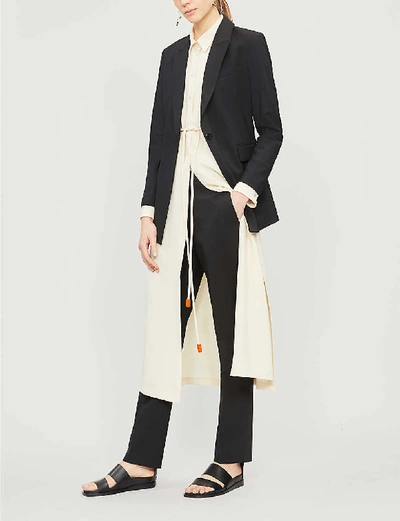 Theory 'etiennette' Peaked Lapel Wool Long Blazer In Opal+green