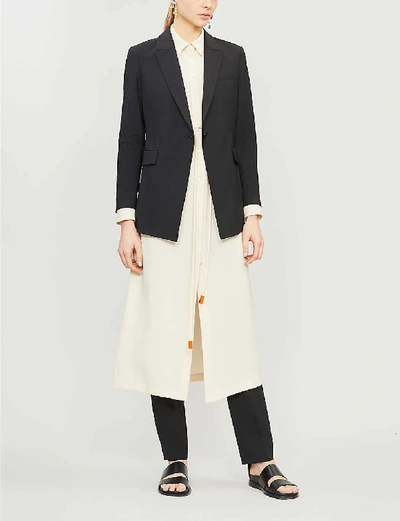 Theory 'etiennette' Peaked Lapel Wool Long Blazer In Opal+green