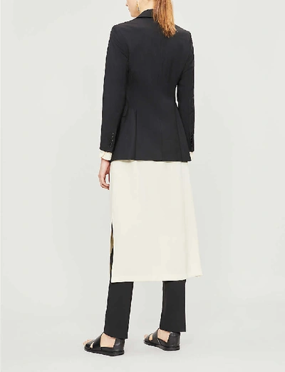 Theory 'etiennette' Peaked Lapel Wool Long Blazer In Opal+green