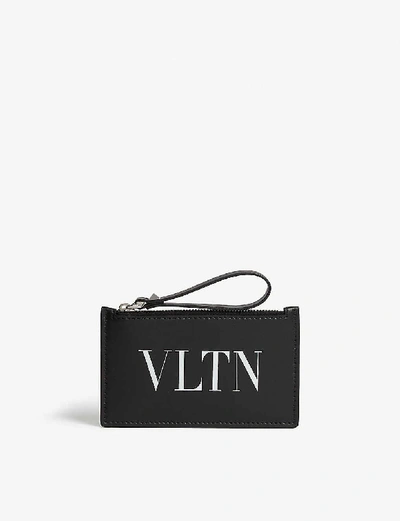 Shop Valentino Vltn Logo Leather Cardholder In Black+white