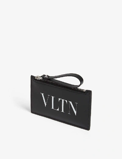 Shop Valentino Vltn Logo Leather Cardholder In Black+white