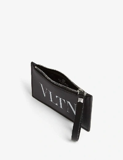 Shop Valentino Vltn Logo Leather Cardholder In Black+white