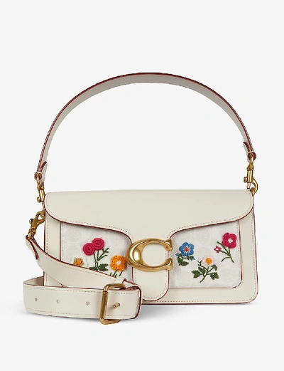 Coach Tabby Shoulder Bag 26 In Signature Canvas With Floral Embroidery In  White In B4/chalk+chalk | ModeSens