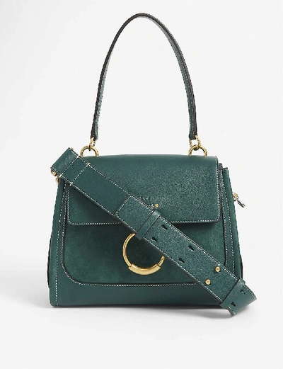 Shop Chloé Tess Day Small Leather Shoulder Bag In Rainforest+green