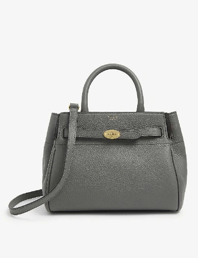 Shop Mulberry Womens Charcoal Belted Bayswater Leather Shoulder Bag
