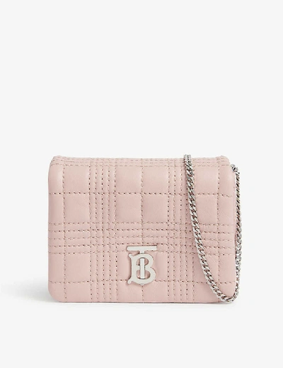 Shop Burberry Lola Leather Mini Shoulder Bag In Blush Pink