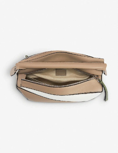 Shop Loewe Puzzle Leather Shoulder Bag In Sand/avocado Green