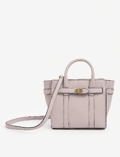 Shop Mulberry Bayswater Leather Micro Cross-body Bag In Powder Pink