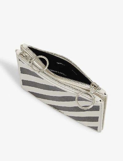 Shop Off-white Diagonal-stripe Leather Pouch In Black White