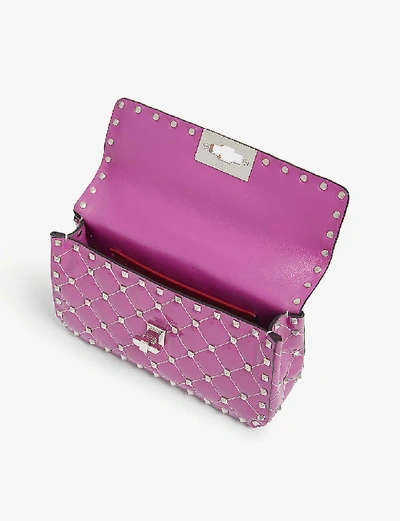 Shop Valentino Rockstud Spike Small Quilted Patent Leather Cross-body Bag In Bright Pink