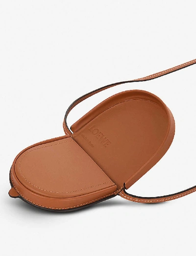 Shop Loewe Heel Leather Pouch In Tan