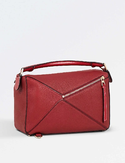 Shop Loewe Puzzle Medium Leather Shoulder Bag In Rouge