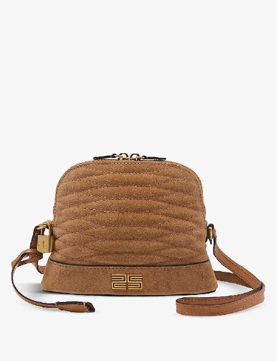 Shop Sandro Thelma Suede Shoulder Bag In Camel