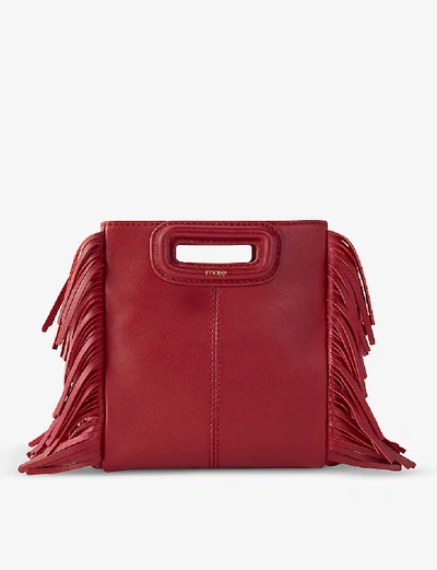 Shop Maje Lea Mini Leather Shoulder Bag In Carmine Red