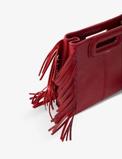 Shop Maje Lea Mini Leather Shoulder Bag In Carmine Red
