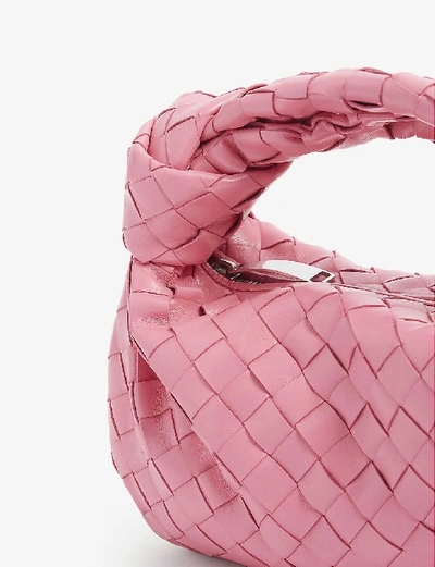 Shop Bottega Veneta Jodie Knot Mini Leather Hobo Bag In Pink/pink/pink-silv