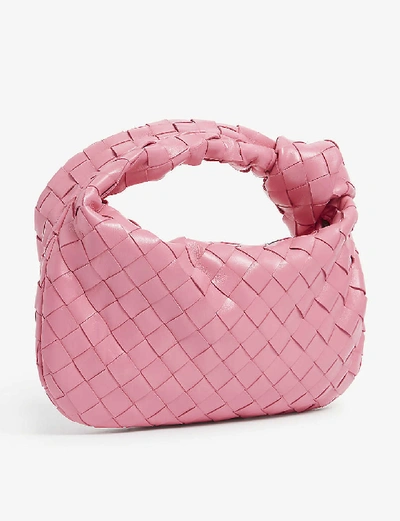 Shop Bottega Veneta Jodie Knot Mini Leather Hobo Bag In Pink/pink/pink-silv