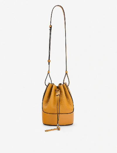 Shop Loewe Balloon Small Leather Shoulder Bag In Saffron Yellow