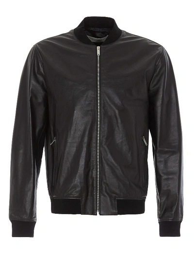 Shop Golden Goose Leather Bomber Jacket In Black