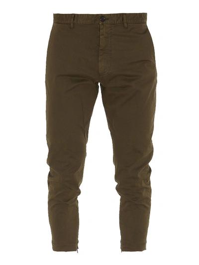Shop Dsquared2 Stretch Cotton Cropped Pants In Green