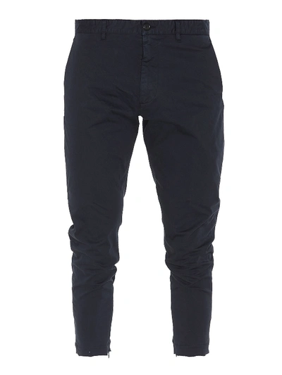 Shop Dsquared2 Stretch Cotton Cropped Pants In Dark Blue