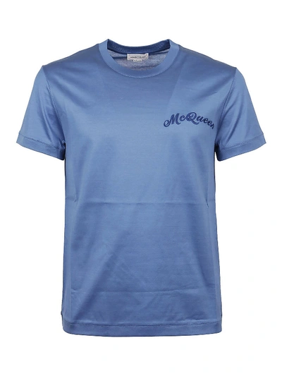 Shop Alexander Mcqueen Logo T-shirt In Light Blue