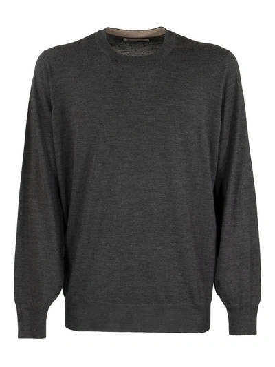 Shop Brunello Cucinelli Wool And Cashmere Sweater In Dark Grey