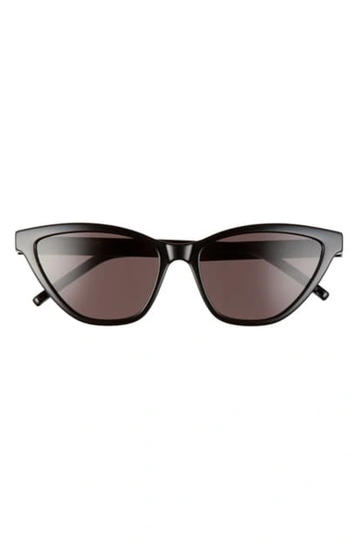 Shop Saint Laurent 56mm Cat Eye Sunglasses In Black/ Black