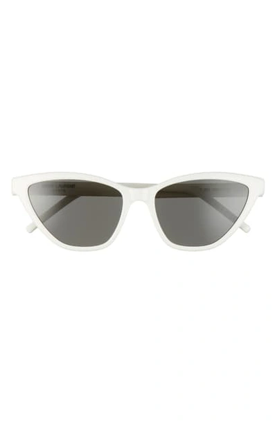Shop Saint Laurent 56mm Cat Eye Sunglasses In Ivory/ Grey