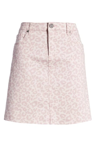 Shop Kut From The Kloth Margaret Leopard Print Denim Miniskirt In Pink