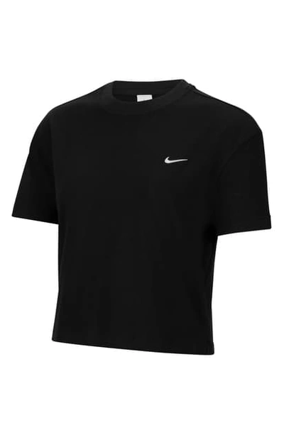 Shop Nike Lab Nrg Crop Cotton T-shirt In Black/ White