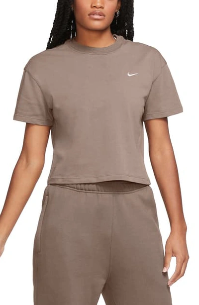 Shop Nike Lab Nrg Crop Cotton T-shirt In Olive Grey