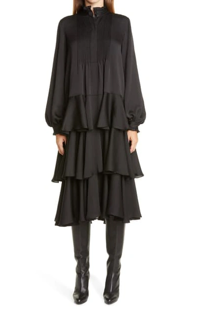 Shop Lafayette 148 Raines Long Sleeve Midi Dress In Black