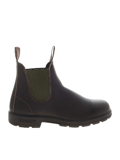 Shop Blundstone Chelsea Brown Ankle Boots Featuring Green Inserts