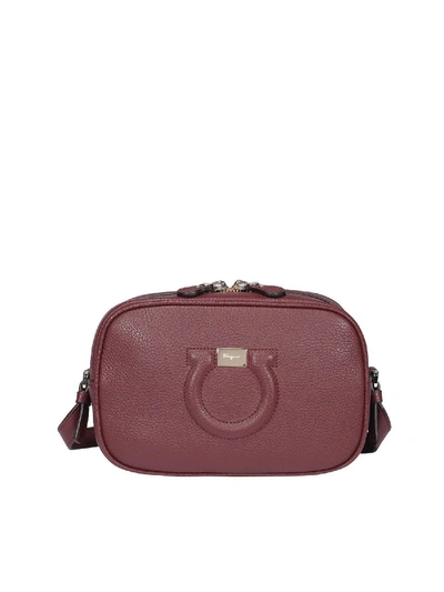 Shop Ferragamo Gancini Hammered Leather Camera Bag In Red