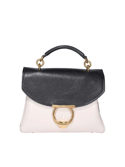 Shop Ferragamo White Gancini Bag In Two-tone Leather