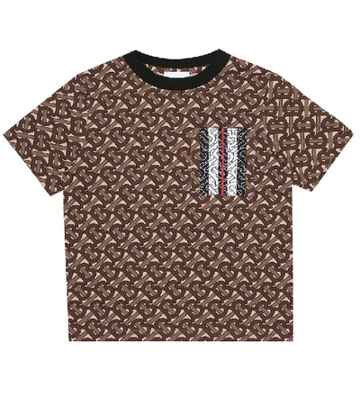 Shop Burberry Monogram Stripe Cotton Jersey T-shirt In Brown