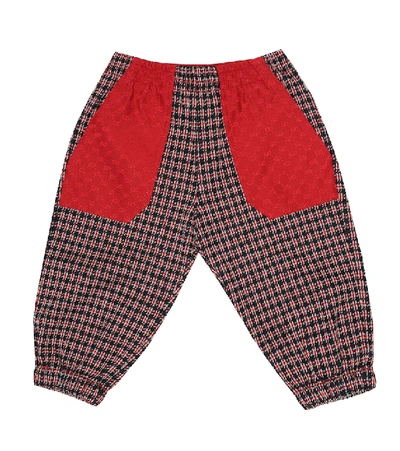 Shop Gucci Baby Houndstooth Cotton Pants In Red